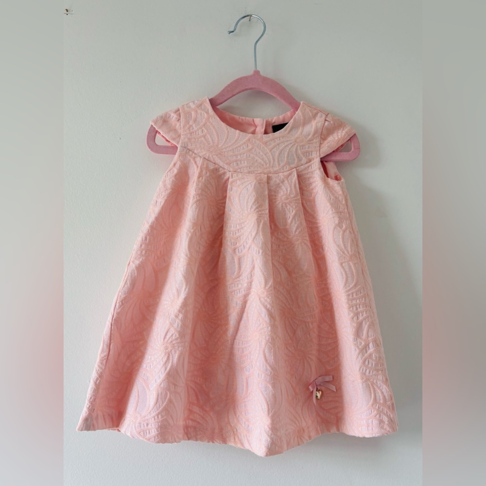 Cynthia Rowley Blush Pink Brocade Dress with Golden Heart Accent, Size 18M